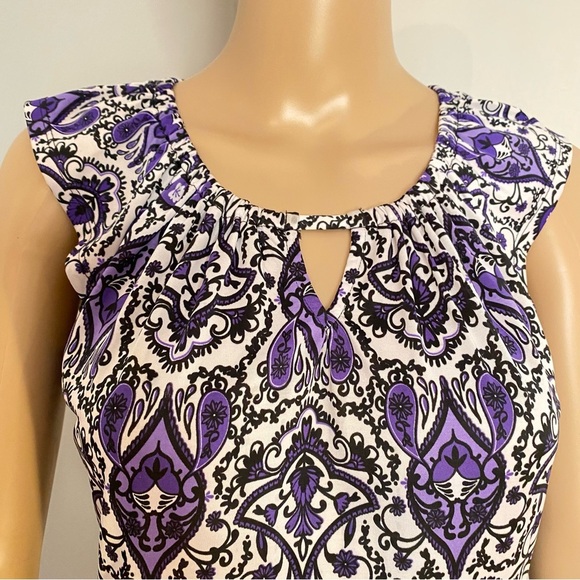 Purple Paisley Patterned Sleeveless Dress - Brand: George - Size S/P. - Picture 2 of 15